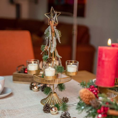 Floristik24 Theelichthouder vier glazen Star Christmas Gold Ø20cm H38.5cm