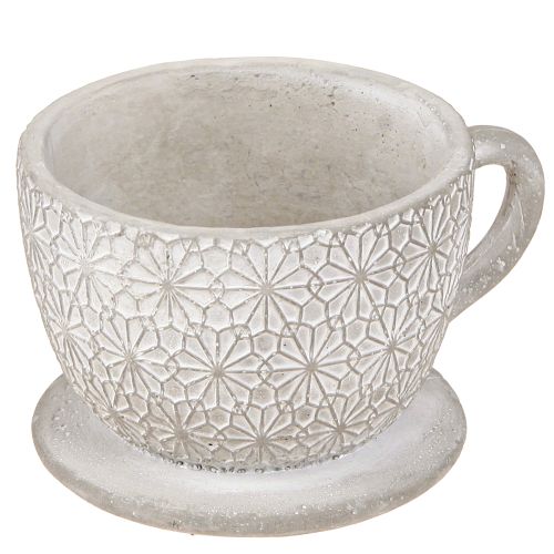 Floristik24 Theekopje decoratief keramiek white washed 12×10×8cm 3 st