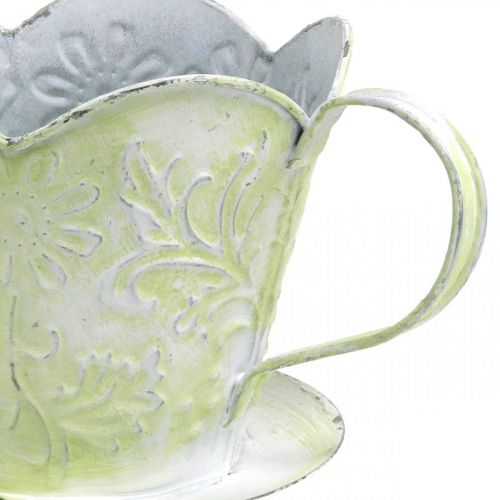 Artikel Planter, decoratieve koffiefilterhouder, metalen beker voor planten, bloemendecoratie groen, wit shabby chic H11cm Ø11cm