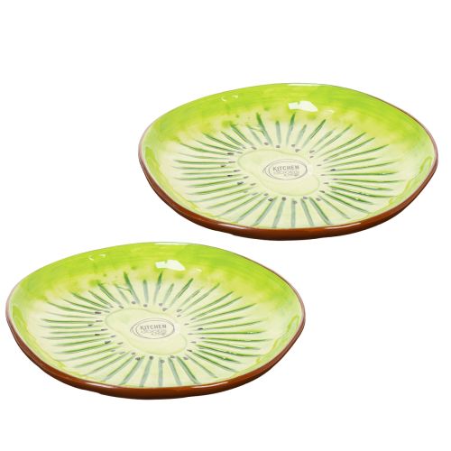 Floristik24 Ronde keramische borden met kiwi-motief, geschikt voor de eettafel of keuken, 16 cm, 2 stuks