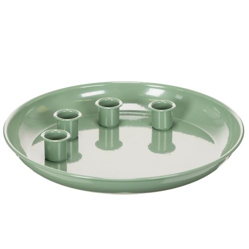 Adventskrans met kaarsenhouder, groen, met vier kaarsenhouders, 24 cm