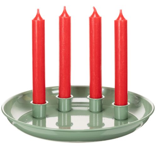 Adventskrans met kaarsenhouder, groen, met vier kaarsenhouders, 24 cm | Floristik24.nl