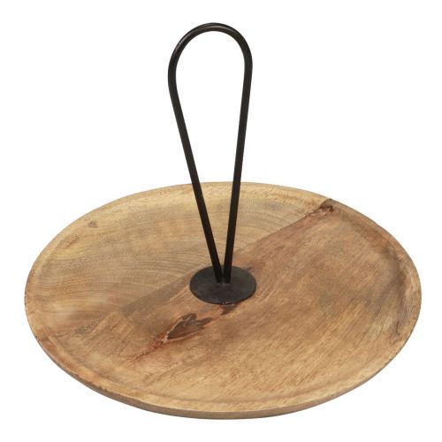 Floristik24 Decoratief houten dienblad decoratief houten bord met handvat Ø30cm H24cm