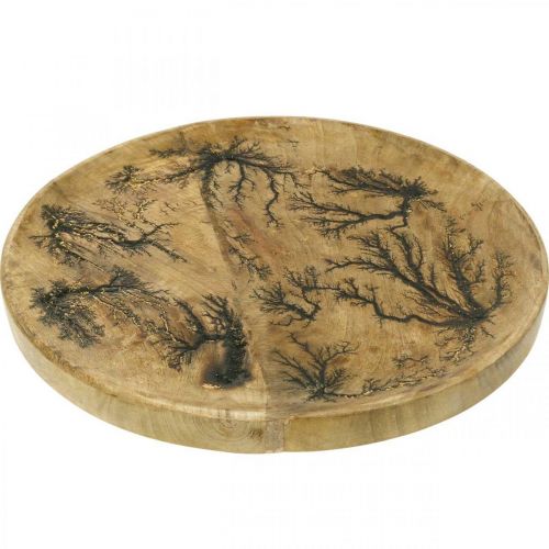Artikel Decoratief bord hout natuur, goud craquelé effect mangohout Ø30