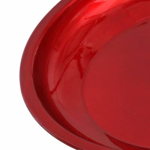 Artikel Decoratief bord van metaal rood met glazuureffect Ø23cm