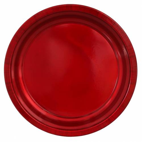 Artikel Decoratief bord van metaal rood met glazuureffect Ø38cm