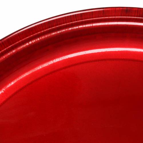 Artikel Decoratief bord van metaal rood met glazuureffect Ø50cm