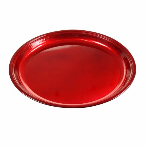 Floristik24 Decoratief bord van metaal rood met glazuureffect Ø50cm