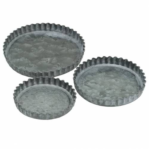 Floristik24 Decoratieve plaat bakvorm set zink Ø7,8-11,5cm H1,3cm