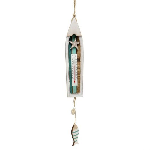Thermometer in houten bootvorm om op te hangen 46cm 1stuk Thermometer in houten bootvorm om op te hangen 46cm 1stuk