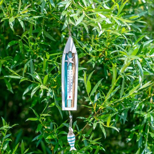 Thermometer in houten bootvorm om op te hangen 46cm 1stuk