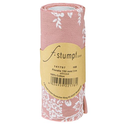 Artikel Tafellint bloemmotief tafelloper katoen roze 15cm 3m