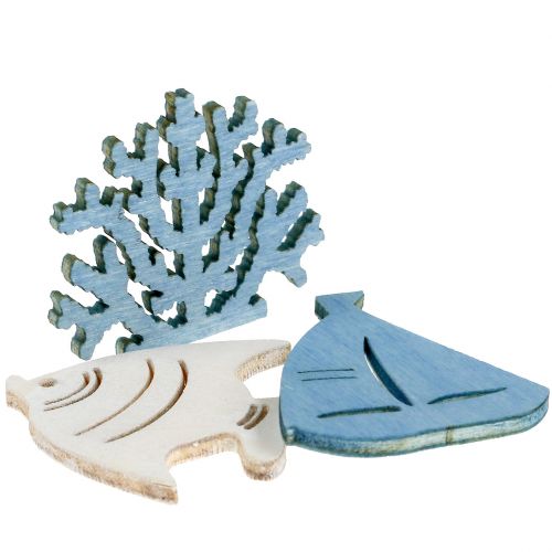 Floristik24 Tafeldecoratie vissen, koraal, boot lichtblauw-wit 72 st