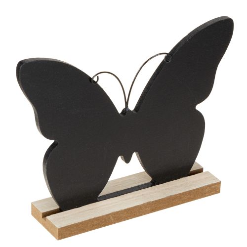 Tafeldecoratie houten decoratie vlinder zwart naturel 15cm 6 stuks