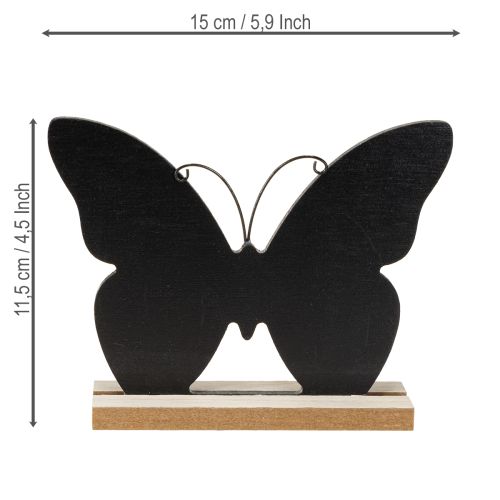 Artikel Tafeldecoratie houten decoratie vlinder zwart naturel 15cm 6 stuks