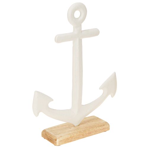 Floristik24 Tafeldecoratie Maritiem Anker op Voet Wit Natuurlijk 20x5x26cm