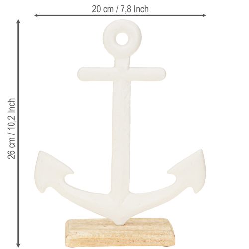 Artikel Tafeldecoratie Maritiem Anker op Voet Wit Natuurlijk 20x5x26cm