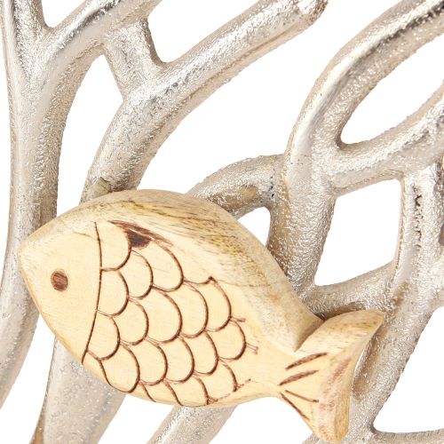 Artikel Tafeldecoratie maritiem koraal decoratie vis hout metaal L30cm