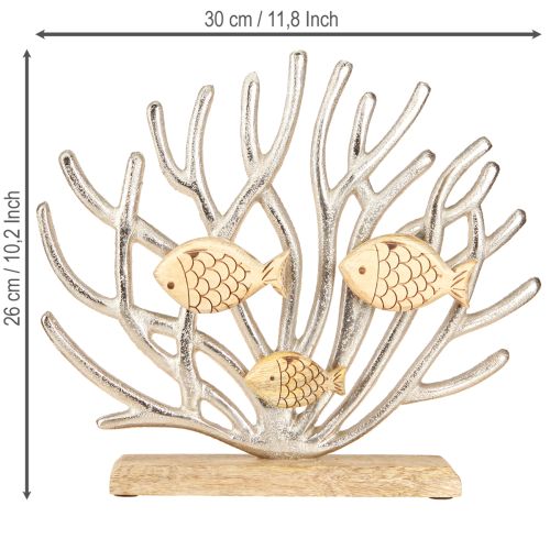 Artikel Tafeldecoratie maritiem koraal decoratie vis hout metaal L30cm