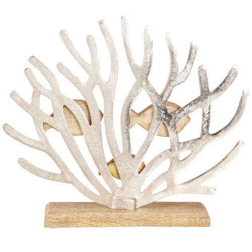Artikel Tafeldecoratie maritiem koraal decoratie vis hout metaal L30cm