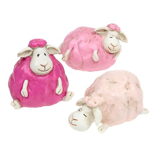 Floristik24 Tafeldecoratie schapen roze, roze 5,5cm - 7cm 3st