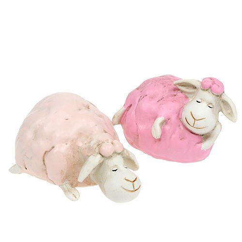 Floristik24 Tafeldecoratie schapen roze, roze 5,5cm - 7cm 3st