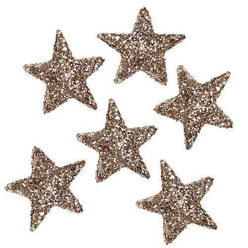 Floristik24 Tafeldecoratie ster mica champagne 1,5cm 144p