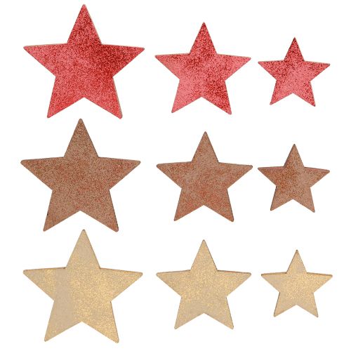Floristik24 Tafeldecoratie sterren hout Kerstmis 3 kleuren Ø3–5cm 48 st