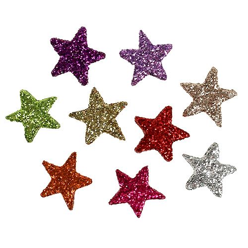 Floristik24 Tafeldecor sterren geassorteerde kleuren 1,5 cm met mica 144 stks