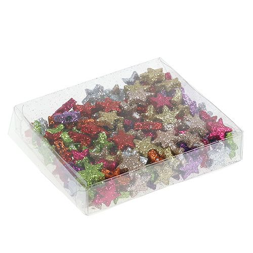 Floristik24 Tafeldecor sterren geassorteerde kleuren 1,5 cm met mica 144 stks