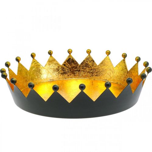 Tafeldecoratie Kerstkroon zwart goud Ø25.5cm H6cm