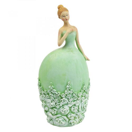 Artikel Tafeldecoratie lentedecoratie figuur vrouw jurk groen H20cm 2st