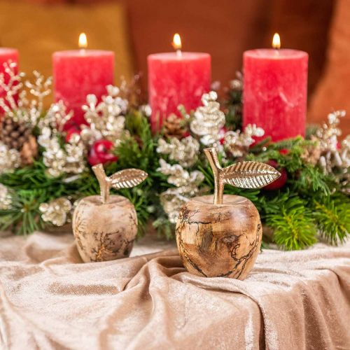 Floristik24 Tafeldecoratie hout appel Houtdecoratie deco appel H13.5cm Ø8cm 2st