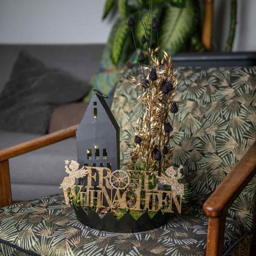 Floristik24 Tafeldecoratie Kerstkroon zwart goud Ø25.5cm H6cm