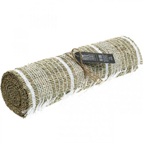 Floristik24 Tafelloper zeegras naturel, wit tafeldecoratie zomer 35×220cm