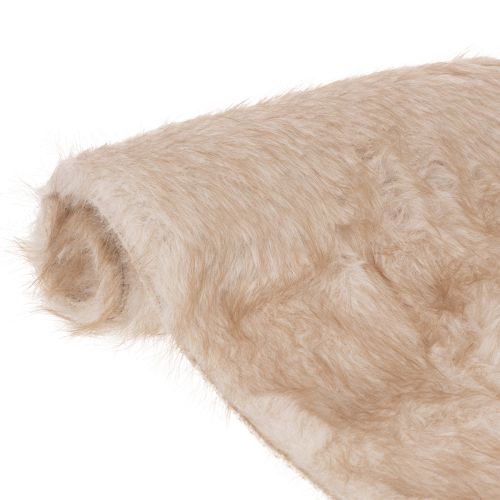 Beige tafelloper met een rand van imitatiebont, 24x140 cm kopen | Floristik24.nl