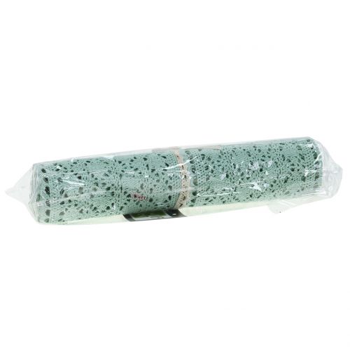 Floristik24 Tafelloper gehaakt kant mintgroen 30cm x 140cm