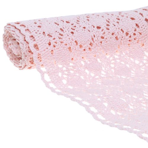 Floristik24 Tafelloper gehaakt kant roze 30cm x 140cm