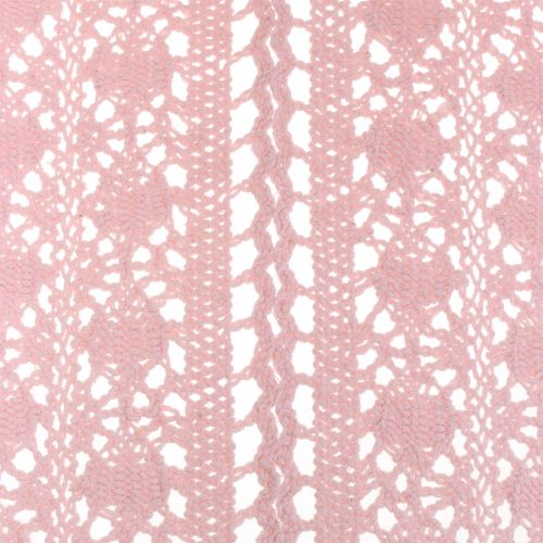 Tafelloper gehaakt kant roze 30cm x 140cm