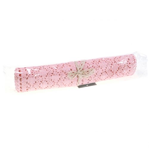 Floristik24 Tafelloper gehaakt kant roze 30cm x 140cm