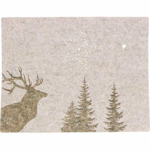 Floristik24 Placemat Kersttafeldecoratie bruin vilt 45×35cm 4st