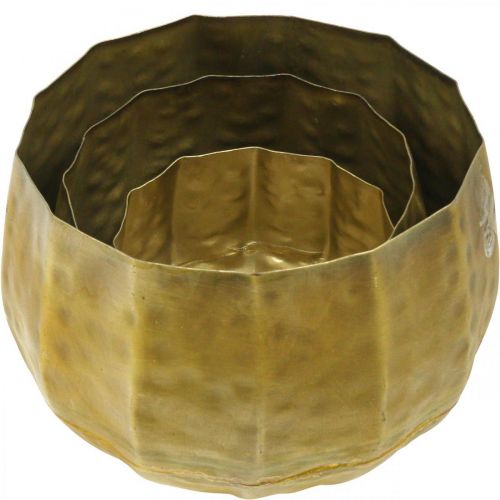 Artikel Metalen decoratieve bloempot messing Ø22.5/18.5/14.5cm set van 3