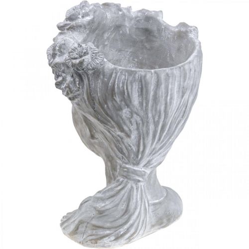 Artikel Plantenkop betonnen plantenbak vrouwenhoofd white washed H34cm