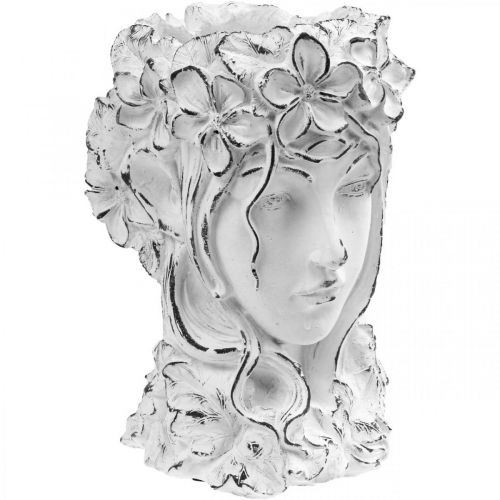 Plantenbak Betonnen Plantenbak Shabby Chic Dameshoofd Wit H34cm