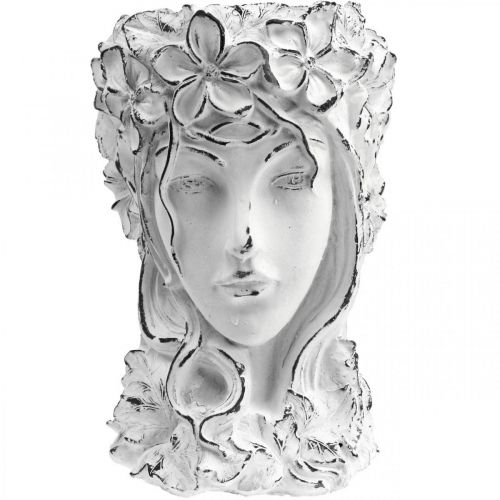 Floristik24 Plantenbak Betonnen Plantenbak Shabby Chic Dameshoofd Wit H34cm