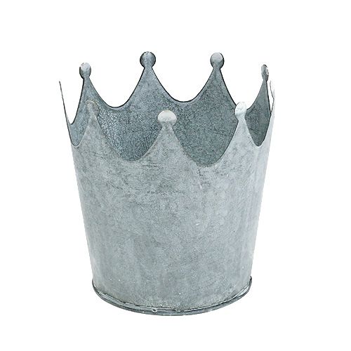 Floristik24 Zink kroon gewassen grijs Ø10cm H9,5cm 6st