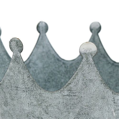 Floristik24 Zink kroon gewassen grijs Ø10cm H9,5cm 6st