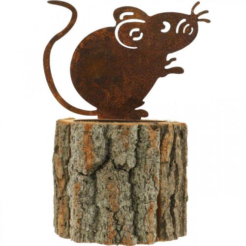 Artikel Bloempot hout plantenbak houtlook roest muis H24cm