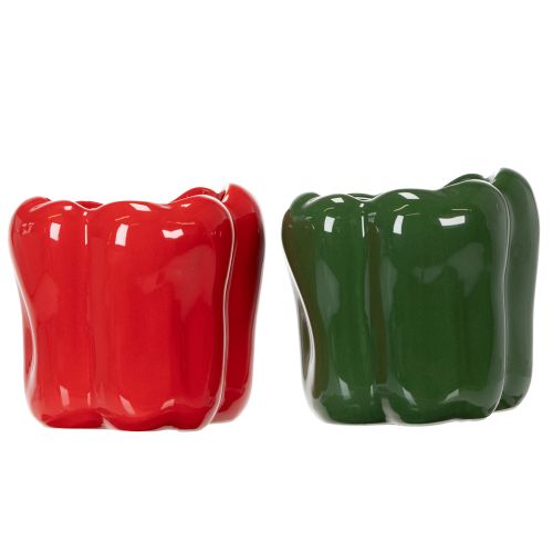 Artikel Paprika keramische plantenpot voor een moderne keukeninrichting, geschikt voor elke interieurstijl, 13 cm, 2 stuks
