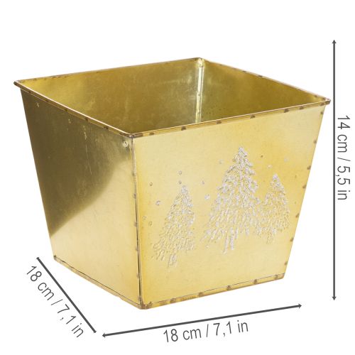 Metalen plantenbak met glinsterend dennenboommotief, 18 cm | Floristik24.nl